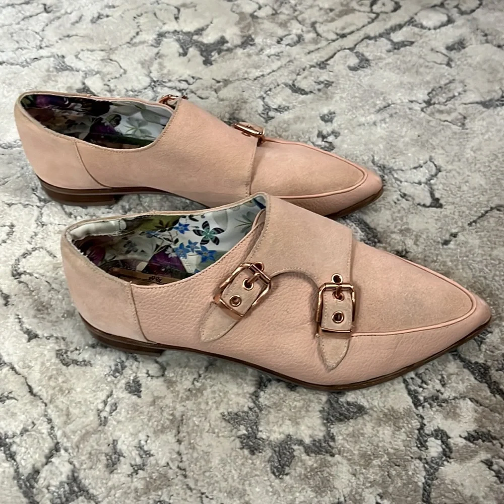 Ted Baker Naoi monk strap blush pink suede and leather shoe Size 5.5/ EU 36